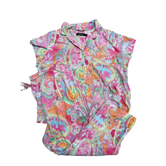 Lauren Ralph Lauren Other - Lauren Ralph Lauren Womens XL Pajama Set Pink Paisley Cotton Blend 2pc PJ Set